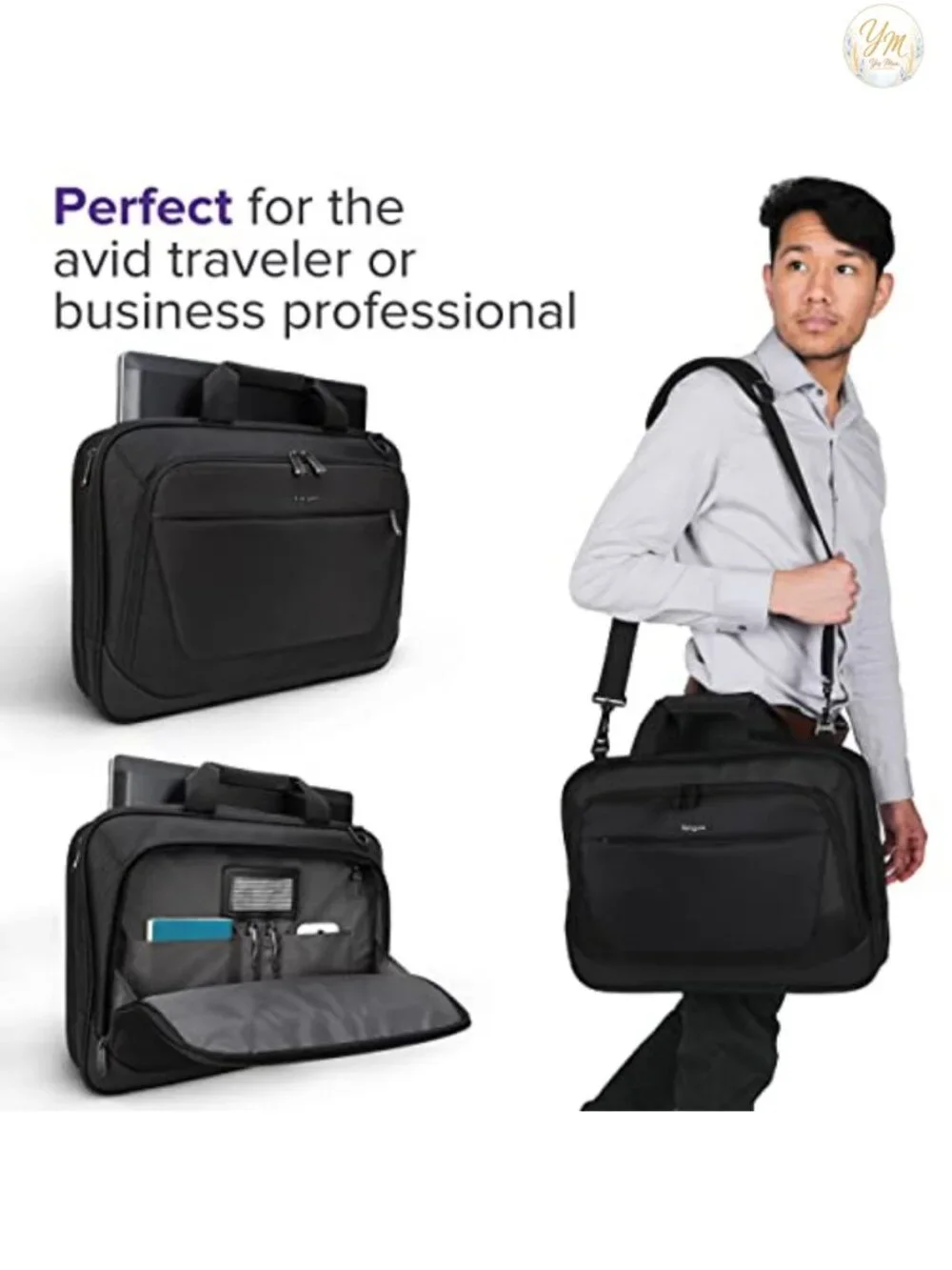 Laptop Briefcase Shoulder Messenger Bag for 15.6-Inch, Polyester, Padded Strap